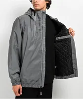 Members Only Silver Reflective Windbreaker Jacket