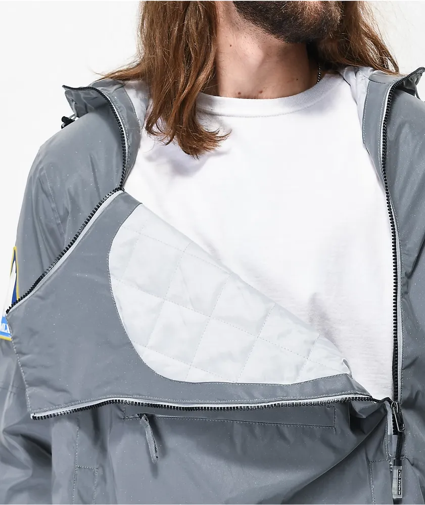 Members Only Space Suit Silver Reflective Pullover Jacket