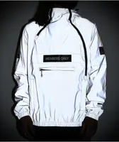 Members Only Space Suit Silver Reflective Pullover Jacket