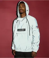 Members Only Space Suit Silver Reflective Pullover Jacket