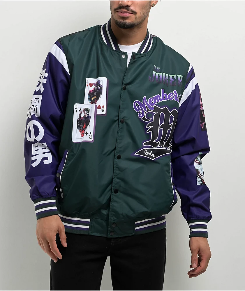 Members Only x Batman Joker Green & Purple Varsity Jacket