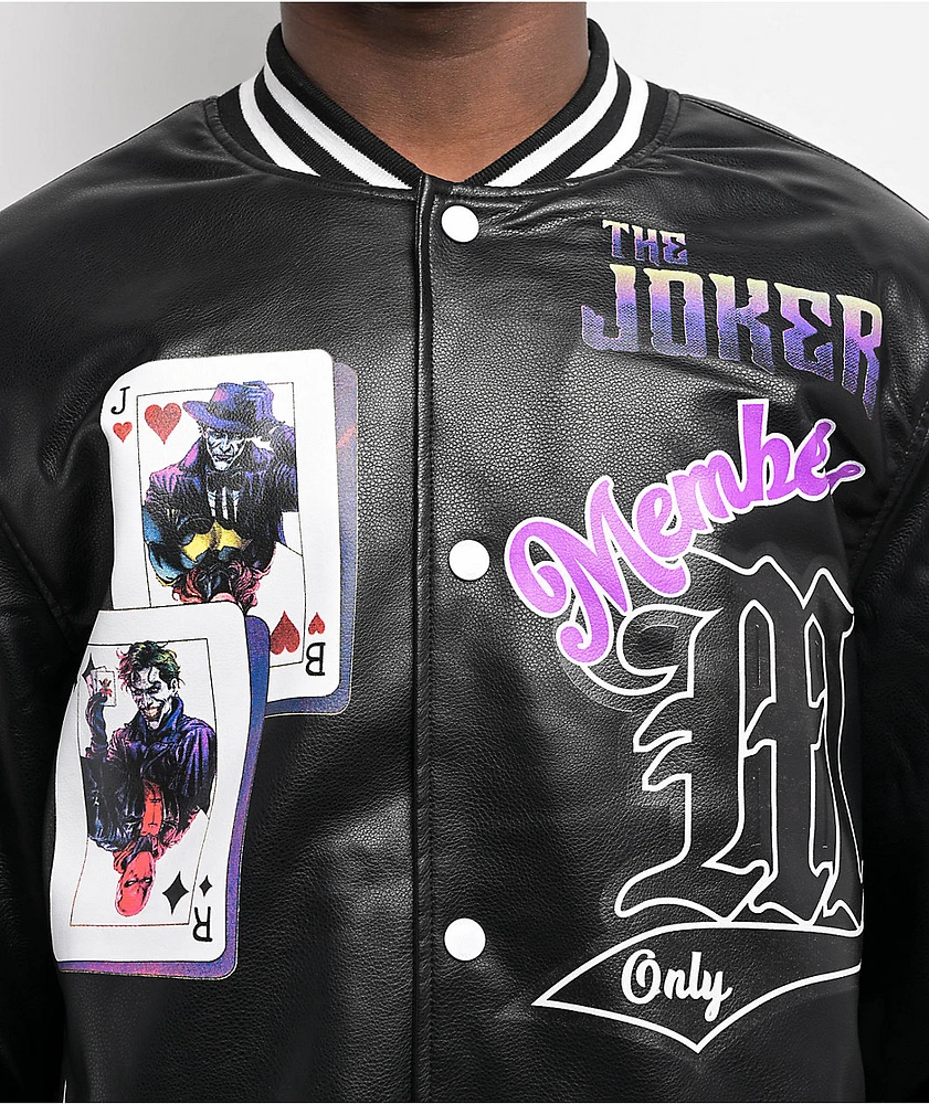 Members Only x Batman Joker Vegan Leather Varsity Jacket
