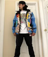 Members Only x Hey Arnold Trippy Black Windbreaker Jacket