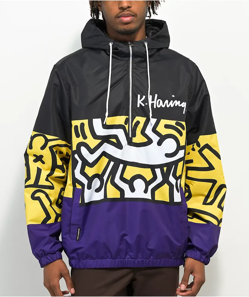 Members Only x Keith Haring Black, Yellow & Purple Anorak Jacket