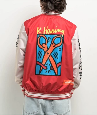 Members Only x Keith Haring Red & Cream Varsity Jacket