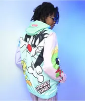 Members Only x Looney Tunes Green Colorblock Hooded Windbreaker Jacket