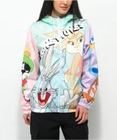 Members Only x Looney Tunes Green Colorblock Hooded Windbreaker Jacket