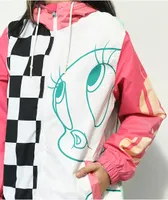 Members Only x Looney Tunes Tweety Bird Pink & Blue Windbreaker Jacket