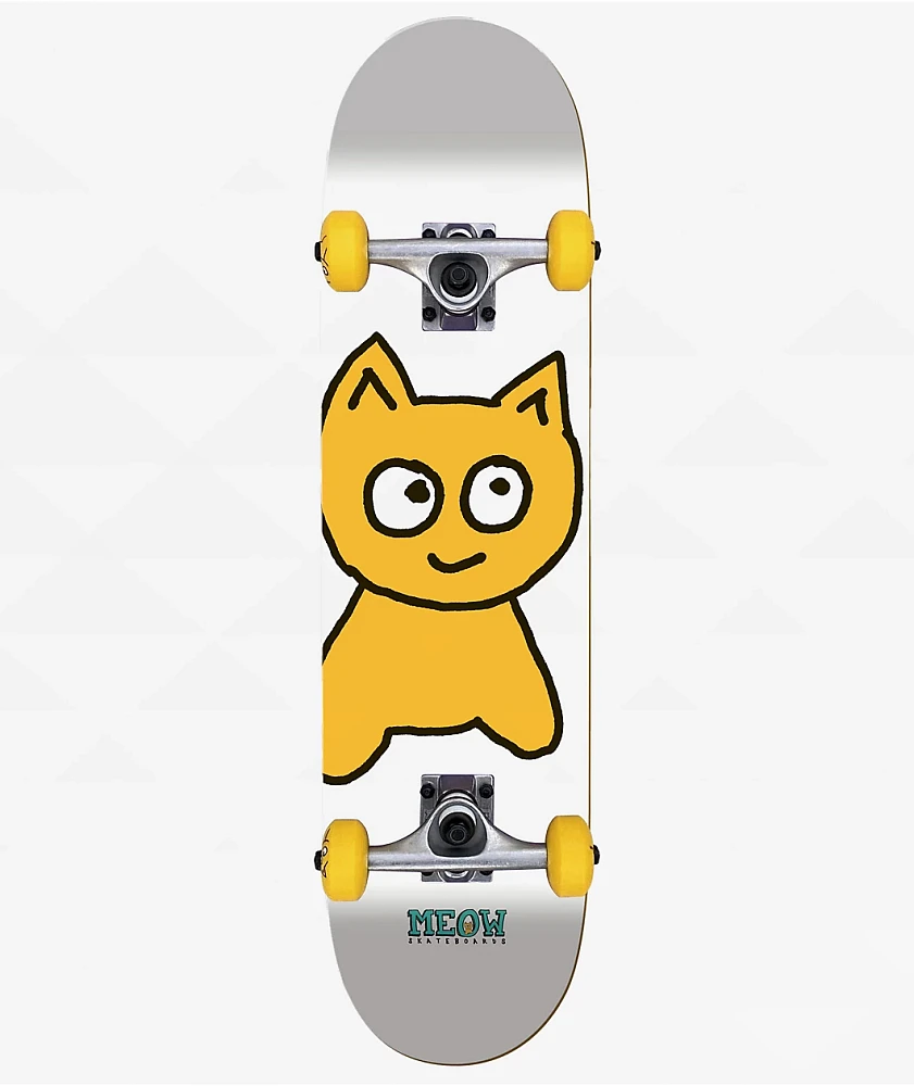 Meow Big Cat White 7.75" Skateboard Complete