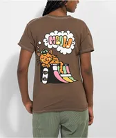 Meow Sun Snoozer Brown T-Shirt