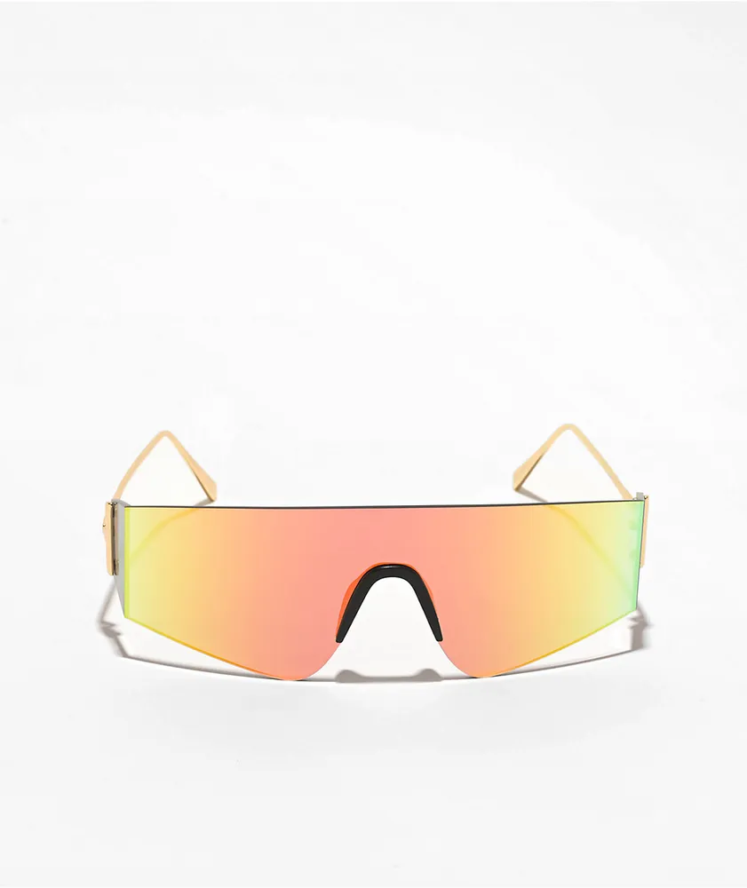 Metal Sporty Shield Yellow Sunglasses