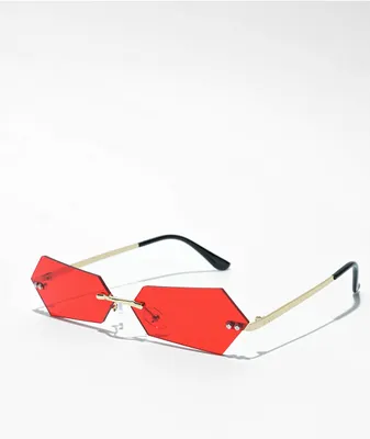 Micro Geometric Red Sunglasses
