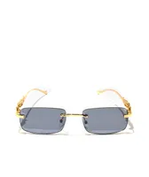 Micro Rectangle Leopard Black & Gold Frameless Sunglasses