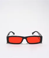 Micro Red & Black Rectangle Sunglasses