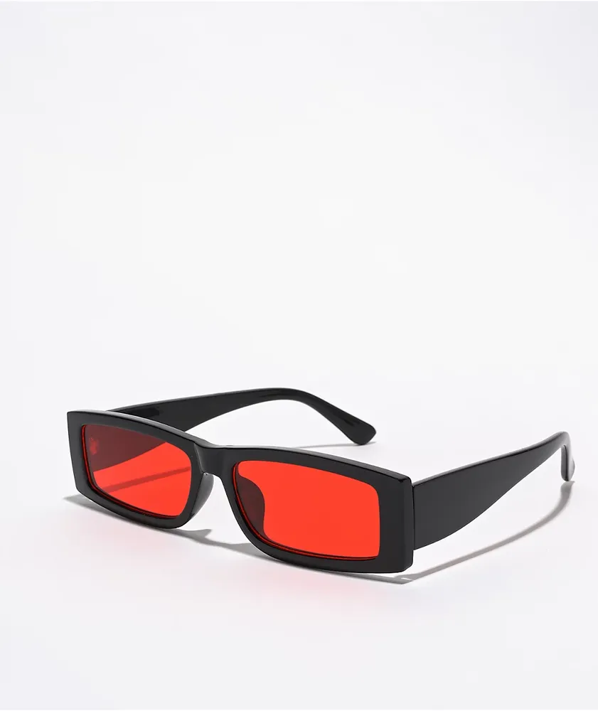 Balenciaga Red Rectangular Sunglasses Balenciaga