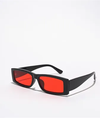 Micro Red & Black Rectangle Sunglasses