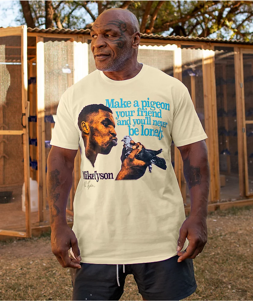 Mike Tyson Pigeon Friend Natural T-Shirt