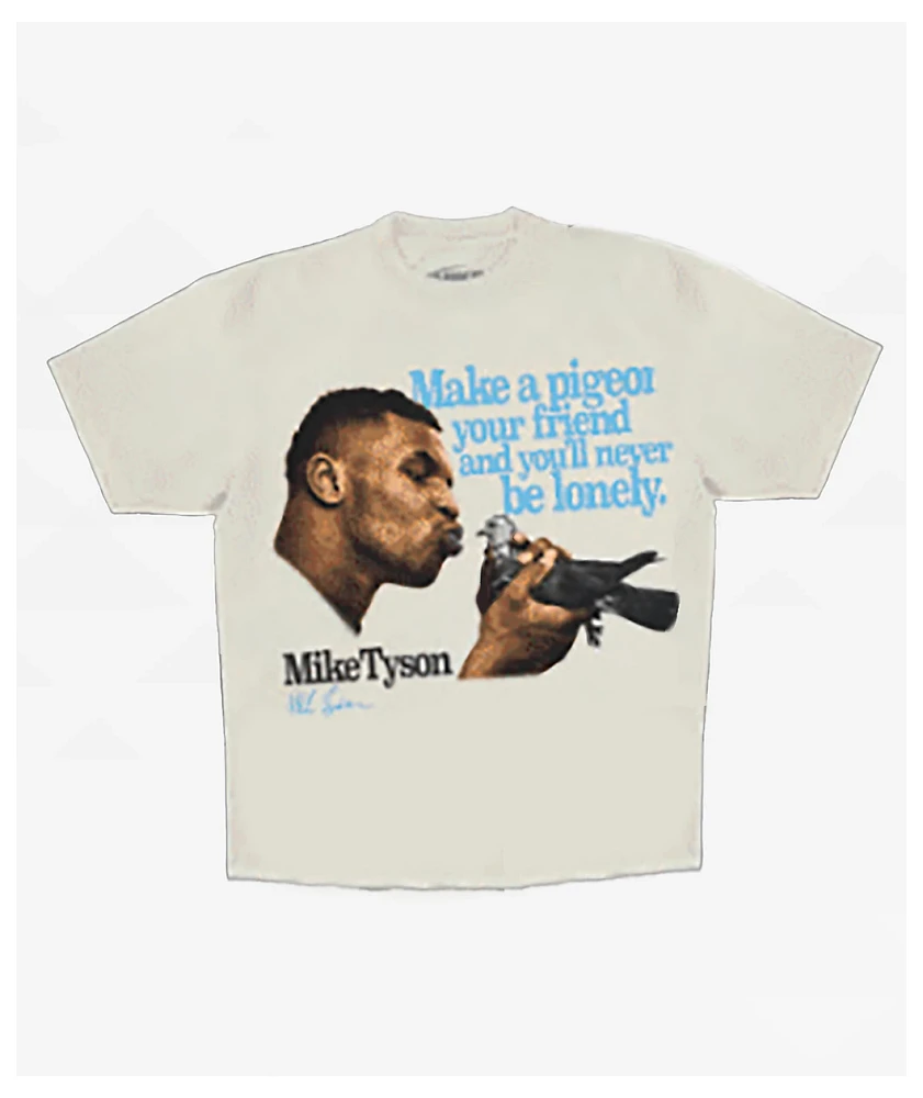 Mike Tyson Pigeon Friend Natural T-Shirt