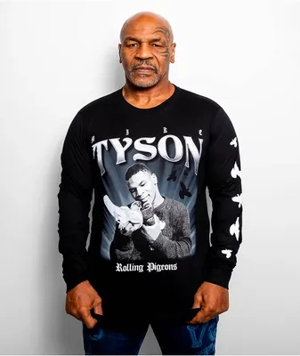 Mike Tyson Rolling Pigeons Black Long Sleeve T-Shirt