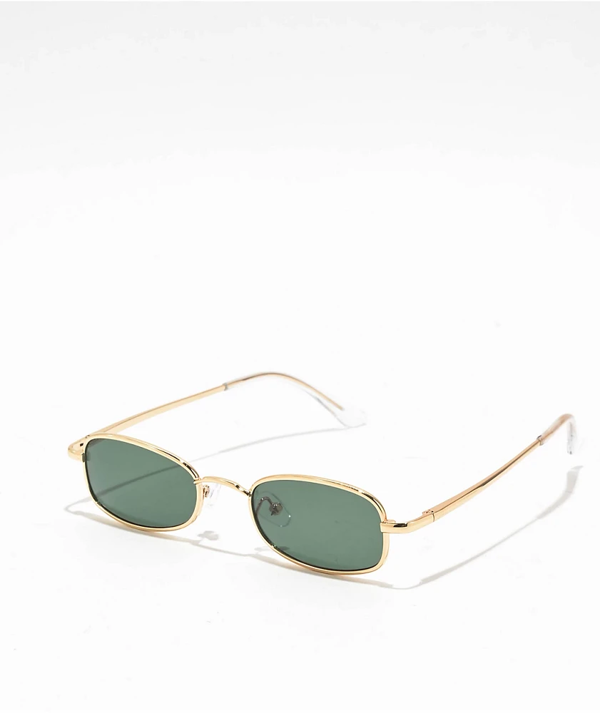 Mini Gold & Green Oval Sunglasses