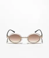 Mini Studded Gold Oval Sunglasses