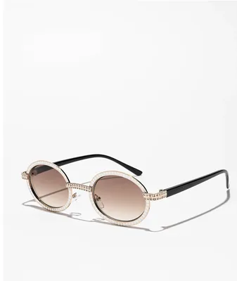 Mini Studded Gold Oval Sunglasses