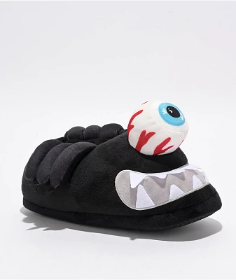 Mishka Monster Black Plush Slippers