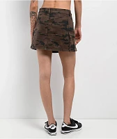Miss Me Harlee Brown Camo Low Rise Cargo Mini Skirt