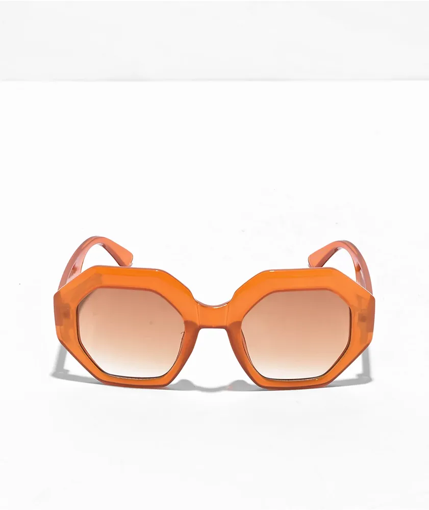 Misty Orange Octagonal Sunglasses