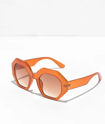 Misty Orange Octagonal Sunglasses