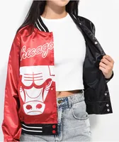 Mitchell & Ness Chicago Bulls Split Black & Red Satin Jacket