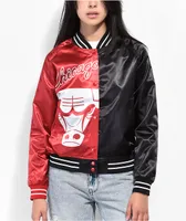 Mitchell & Ness Chicago Bulls Split Black & Red Satin Jacket