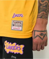 Mitchell & Ness Lakers Slap Sticker Yellow T-Shirt