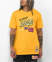 Mitchell & Ness Lakers Slap Sticker Yellow T-Shirt