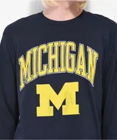 Mitchell & Ness Michigan Arch Logo Navy Long Sleeve T-Shirt