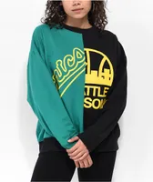 Mitchell & Ness x NBA Seattle Supersonics Black & Green Split Crewneck Sweater