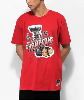 Mitchell & Ness x NHL Chicago Blackhawks Stanley Cup Red T-Shirt