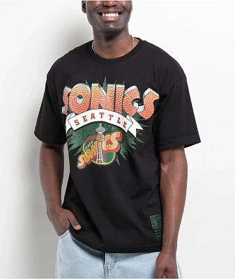 Mitchell & Ness x Seattle Supersonics Burst Black T-Shirt