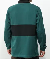 Monet Blocked Green & Black Long Sleeve Polo Shirt