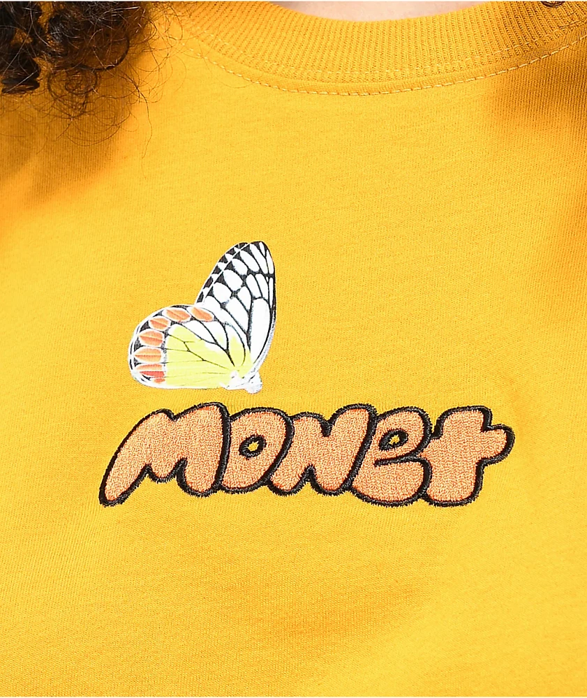 Monet Skateboards Bea Butterfly Yellow Crop T-Shirt