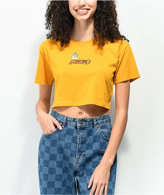 Monet Skateboards Bea Butterfly Yellow Crop T-Shirt