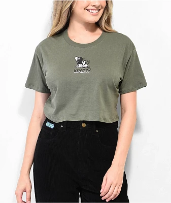 Monet Skateboards Bea Puppy Green Crop T-Shirt