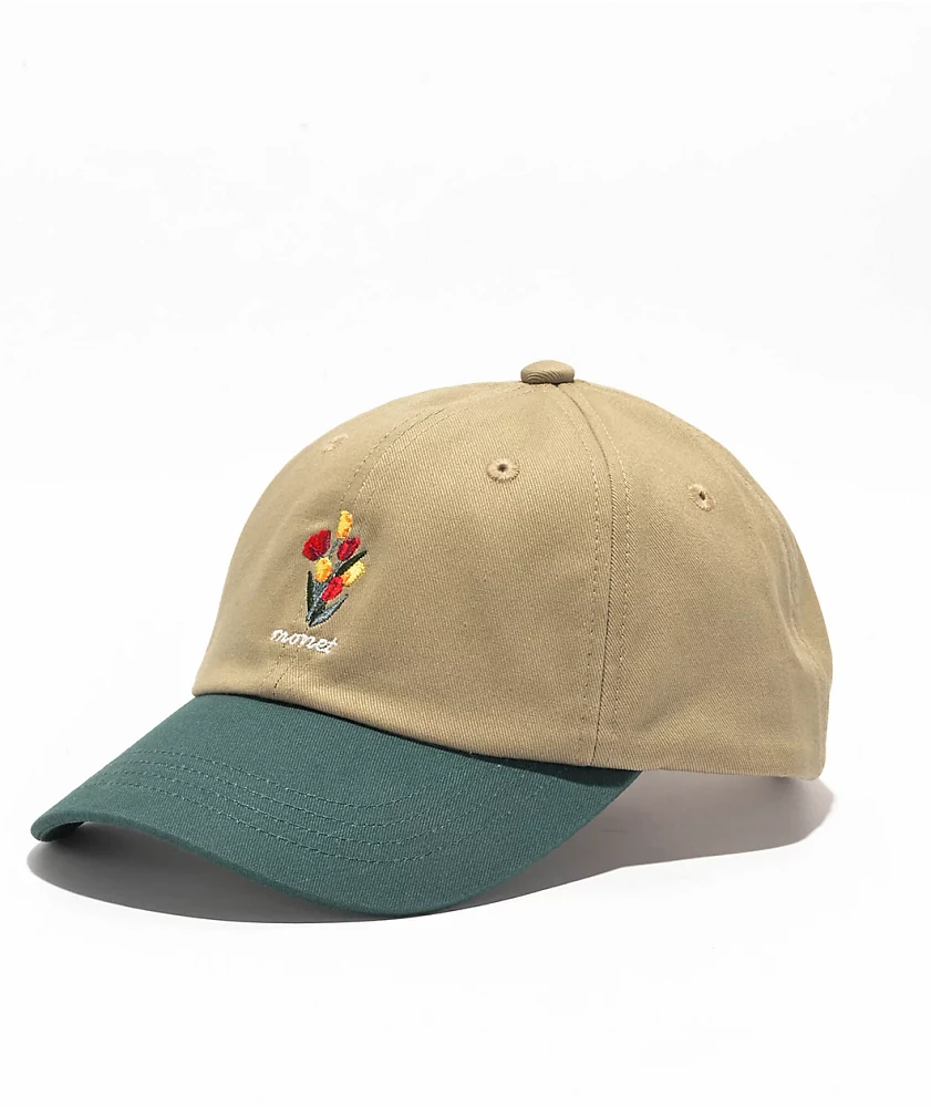 Monet Skateboards Bouquet Tan & Green Strapback Hat