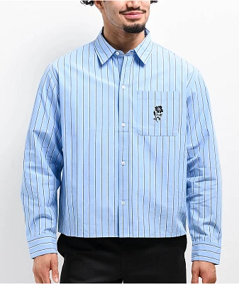 Monet Skateboards Carousel Blue Striped Long Sleeve Button Up Shirt