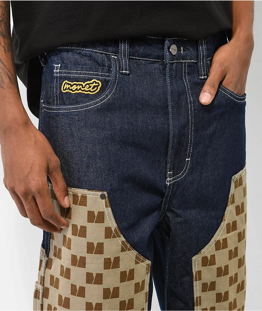 Monet Skateboards Double Knee Raw Denim Carpenter Pants