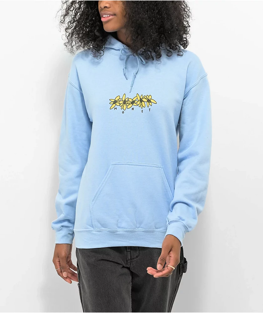 Monet Skateboards Flower Power Light Blue Hoodie