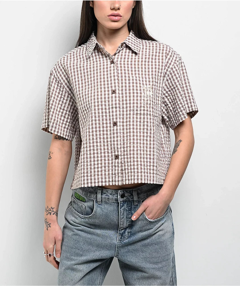 Monet Skateboards Frankie Brown Gingham Short Sleeve Button Up Shirt