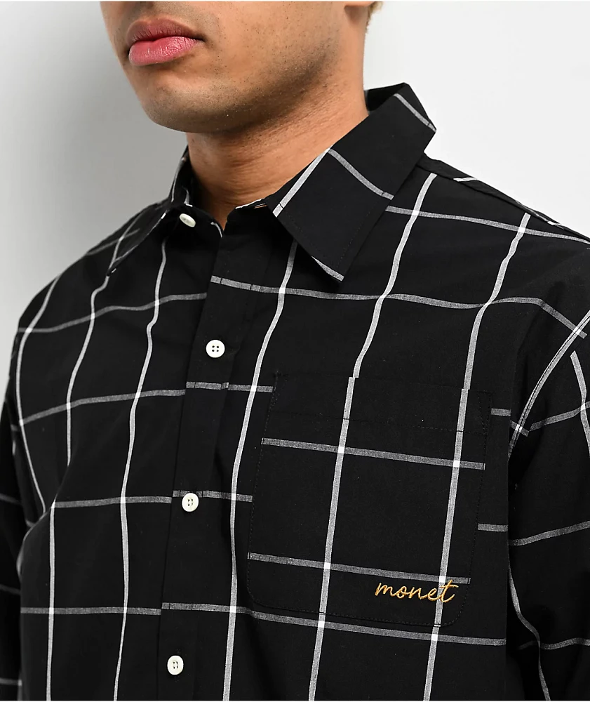 Monet Skateboards Grip Black Long Sleeve Button Up Shirt