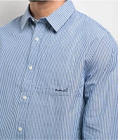 Monet Skateboards Grip Stripe Blue Long Sleeve Button Up Shirt