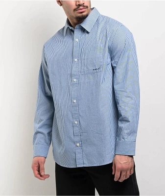 Monet Skateboards Grip Stripe Blue Long Sleeve Button Up Shirt